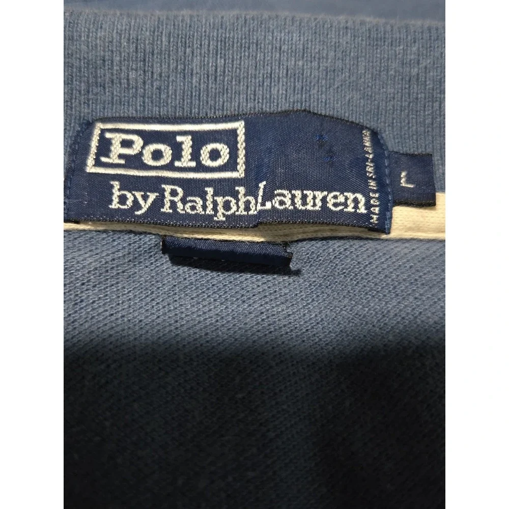 Polo Ralph Lauren Mens Blue Yellow Striped Short Sleeve Cotton‎ Polo Shirt L